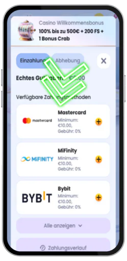 Einzahlung auf Ihr Konto bei Casino Lab